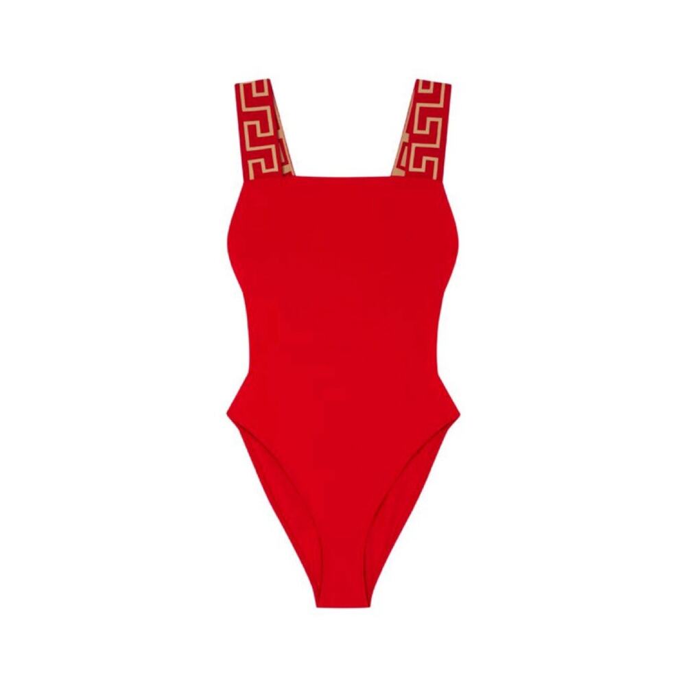 NWT Versace Greca Strap One Piece Swimsuit Size 1 / XS Red Gold $425 - Picture 2 of 10